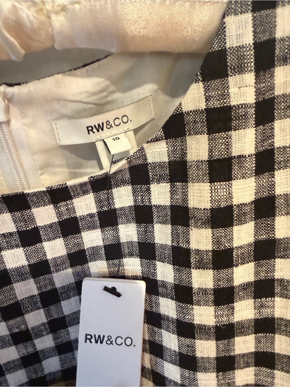 RW&CO. Black and White Gingham Tie-Waist Mini Dress BNWT - Picture 5 of 5